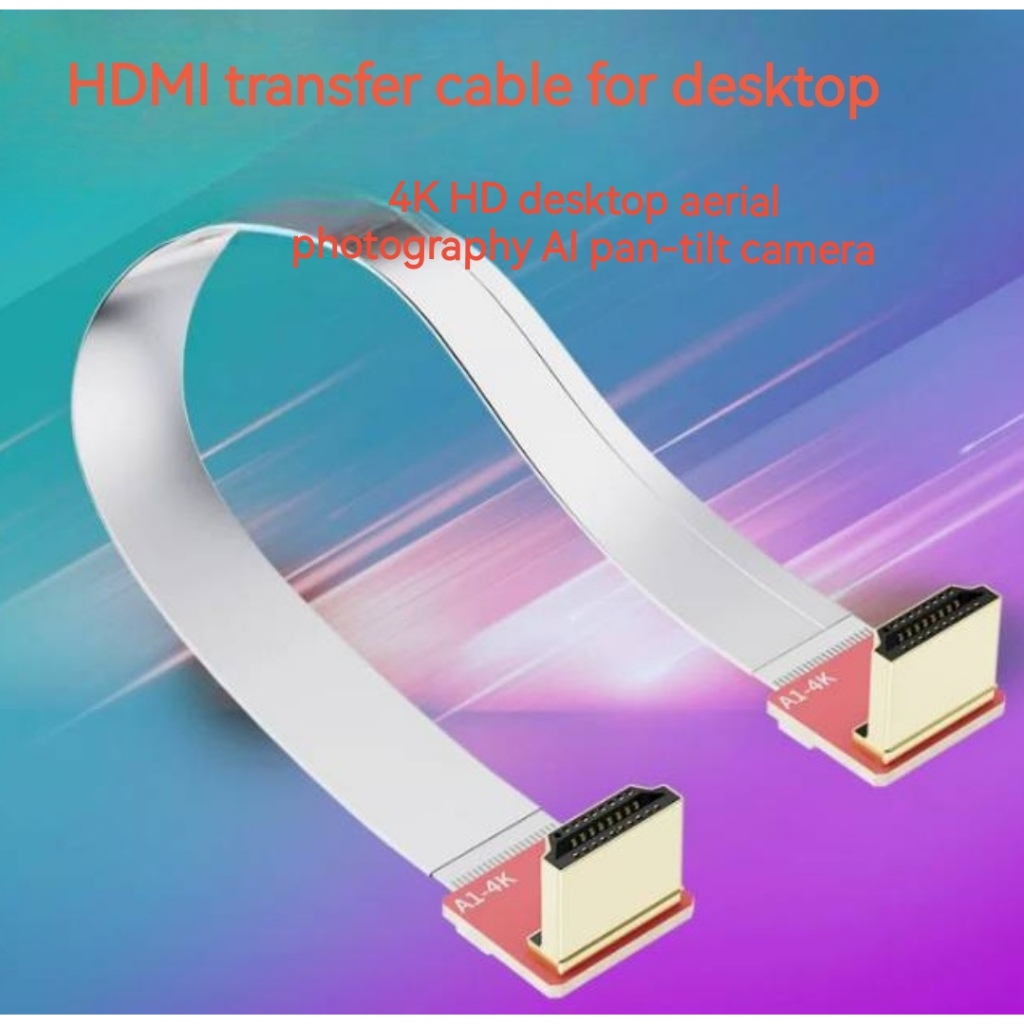 HDMI สายแบนแบบยืดหยุ่น HD 4K จอแสดงผลถ่ายภาพทางอากาศ Raspberry Pie Turn Cable Extension Cable Male to Female 90 องศา Elbow ราคา ถูกที่สุด ดีลบีเคเค