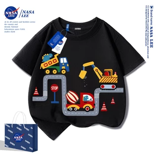 【จัดส่งวันเดียวกัน】เสื้อยืดเด็กผ้าฝ้ายลายรถขุด NASA ใส่ได้ทั้งเด็กผู้ชายและเด็กผู้หญิง สวมใส่สบาย ระบายอากาศได้ดี