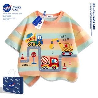 【จัดส่งวันเดียวกัน】เสื้อยืดเด็กผ้าฝ้ายลายรถขุด NASA ใส่ได้ทั้งเด็กผู้ชายและเด็กผู้หญิง สวมใส่สบาย ระบายอากาศได้ดี