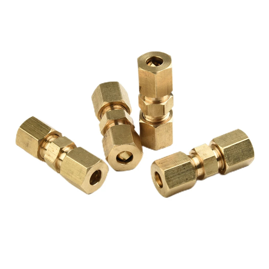 Compression Union ท่อทองเหลือง Fitting Connector สําหรับ OD 1/8 3/16 1/4 5/16 3/8 1/2 หลอด 1 ชิ้น