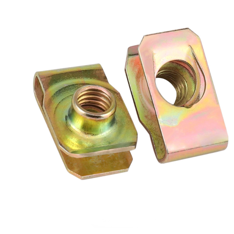 เหล็กคาร์บอนสีสังกะสี Q312 ประเภท B Leaf ฤดูใบไม้ผลิ Nut Electrophoretic Clamp Nut ยืด CLAMP Nut การ