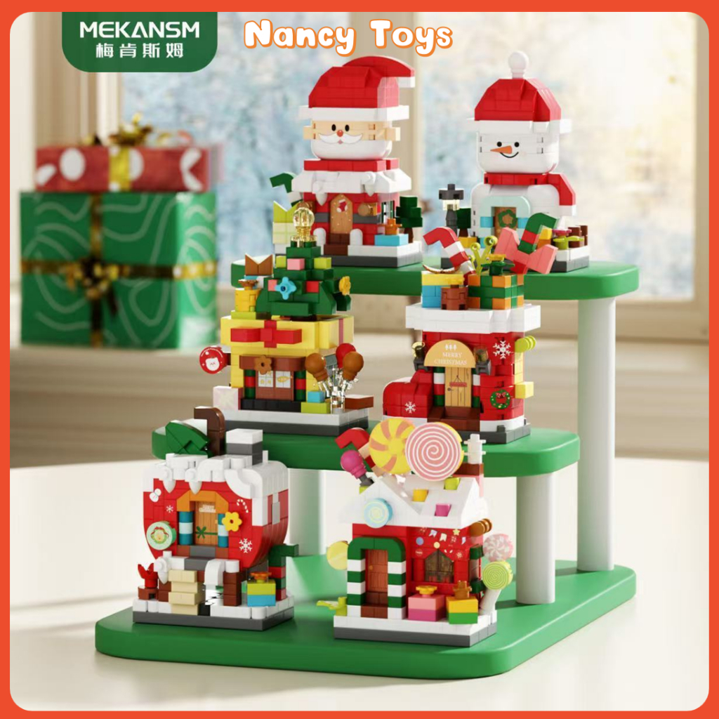 🎅ตัวต่อ บ้านคริสต์มาส รุ่นใหม่ DIY ตัวต่อไมโคร 6 แบบ ซานต้า, อิกลู, ต้นคริสต์มาส 6cm 217pcs ของขวัญคริสต์มาส ของเล่น ของขวัญ Christmas ปีใหม่<Nancy>