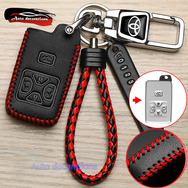 5ปุ่ม เคสกุญแจหนังแท้สําหรับ Toyota Estima/Alard/Vellfire ที่หุ้มกุญแจรีโมทรถยนต์ Toyota พวงกุญแจ