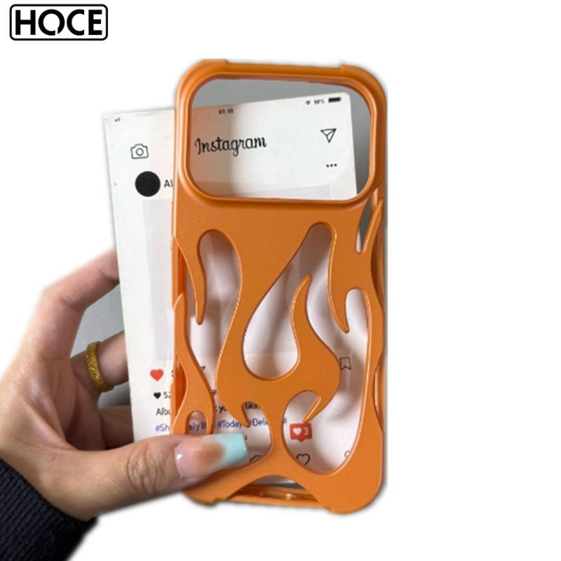 Matte Flame รูปแบบ Hollow Out การกระจายความร้อนเคสโทรศัพท์สําหรับ IPhone 17 16 15 14 13 12 11 Pro Max 11pro 14plus 15plus Ultra Thin Hard Cover