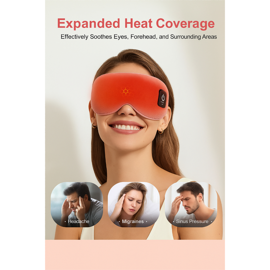 ผ้าปิดตาอุ่นไร้สายสําหรับตาแห้ง – ประคบอุ่นสําหรับตายางและบรรเทาสติ, ความร้อนและตัวจับเวลาที่ปรับได้, ช่วยนอนหลับสําหรับเดินทาง, สํานักงาน งีบหลับ (สีชมพู) - รูปที่ 3