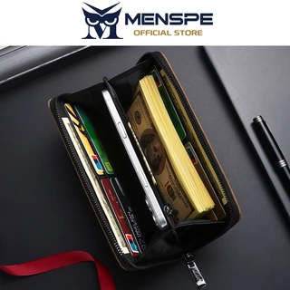 MENSPE แฟชั่นกระเป๋าสตางค์ยาวผู้ชาย Vintage Frosted Soft PU Multi-Card ตําแหน่งกระเป๋าสตางค์ความจุขนาดใหญ่อเนกประสงค์