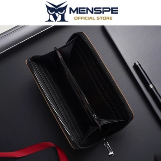 MENSPE แฟชั่นกระเป๋าสตางค์ยาวผู้ชาย Vintage Frosted Soft PU Multi-Card ตําแหน่งกระเป๋าสตางค์ความจุขนาดใหญ่อเนกประสงค์