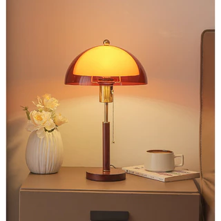 Retro Mid-Century สไตล์โคมไฟตั้งโต๊ะห้องนอนข้างเตียงตกแต่งห้องนั่งเล่น Study Room บรรยากาศหรูหรา Eye-Care Night Light