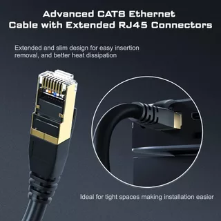 Cat8 RJ45 40Gbps 2000MHz สาย LAN สายเคเบิลเครือข่ายความเร็วสูงสําหรับเล่นเกม/PS5/เราเตอร์/แล็ปท็อป