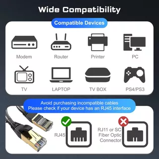 Cat8 RJ45 40Gbps 2000MHz สาย LAN สายเคเบิลเครือข่ายความเร็วสูงสําหรับเล่นเกม/PS5/เราเตอร์/แล็ปท็อป