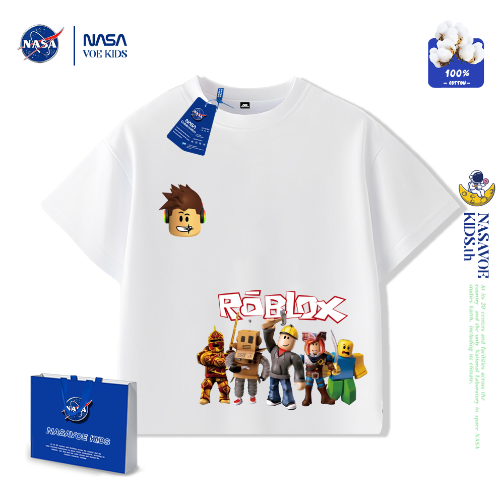 🎮 พร้อมส่งภายใน 24 ชม. NASAVOEBABY เสื้อยืดเด็กแขนสั้น ออกแบบการ์ตูน Roblox ทำจากผ้าฝ้ายแท้ 100% สวมใส่ง่ายสำหรับทุกวัน อายุ 3-15 ปี
