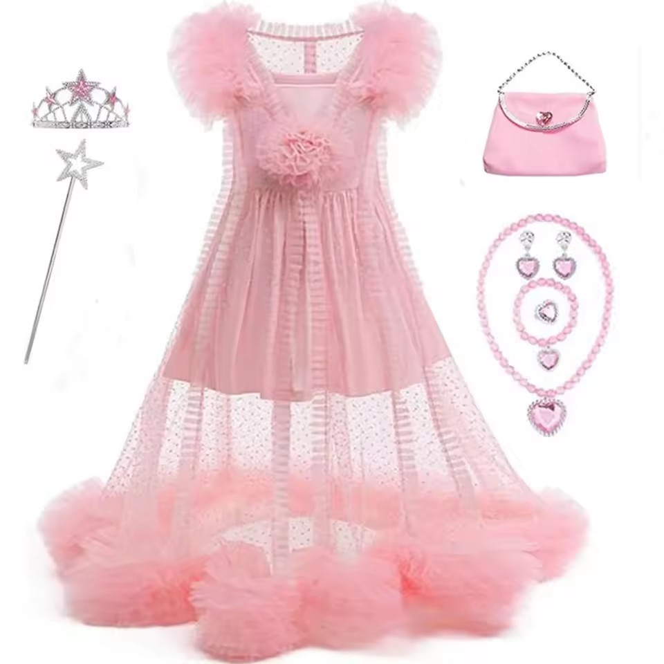 Girl Magic Wicked Witch คอสเพลย์ Glinda Dress Dress เครื่องแต่งกายสาว