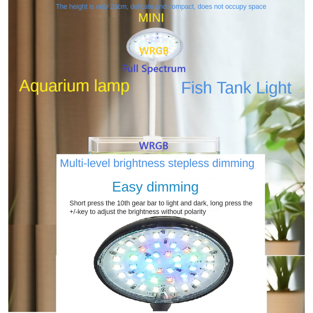 Minin Aquarium Light WRGB Light ตกแต่งถังปลาเฉพาะ Dimming Aquarium แสงส่งเสริมการการเจริญเติบโตของพื