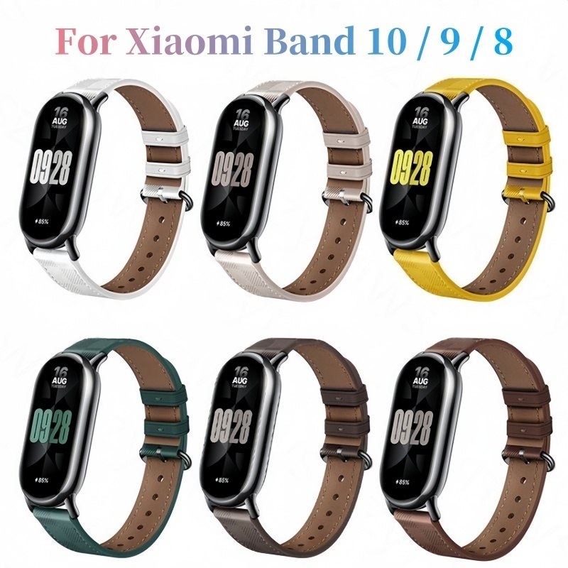 แฟชั่นสายหนังสําหรับ Xiaomi Mi Band 10/9/8 NFC หนังสายรัดข้อมือสร้อยข้อมือสําหรับ Xiaomi สมาร์ทวอท์ช