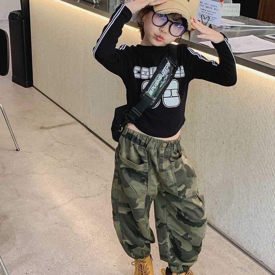 กางเกงขายาวลําลอง ทรงหลวม ลายพราง สไตล์ตะวันตก แฟชั่นฤดูใบไม้ผลิ และฤดูใบไม้ร่วง สําหรับเด็กผู้หญิง และผู้ชาย - รูปที่ 6