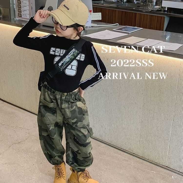 กางเกงขายาวลําลอง ทรงหลวม ลายพราง สไตล์ตะวันตก แฟชั่นฤดูใบไม้ผลิ และฤดูใบไม้ร่วง สําหรับเด็กผู้หญิง และผู้ชาย - รูปที่ 4