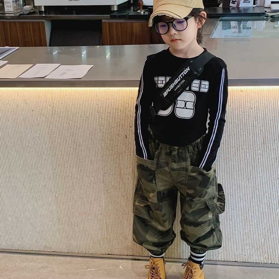 กางเกงขายาวลําลอง ทรงหลวม ลายพราง สไตล์ตะวันตก แฟชั่นฤดูใบไม้ผลิ และฤดูใบไม้ร่วง สําหรับเด็กผู้หญิง และผู้ชาย - รูปที่ 7