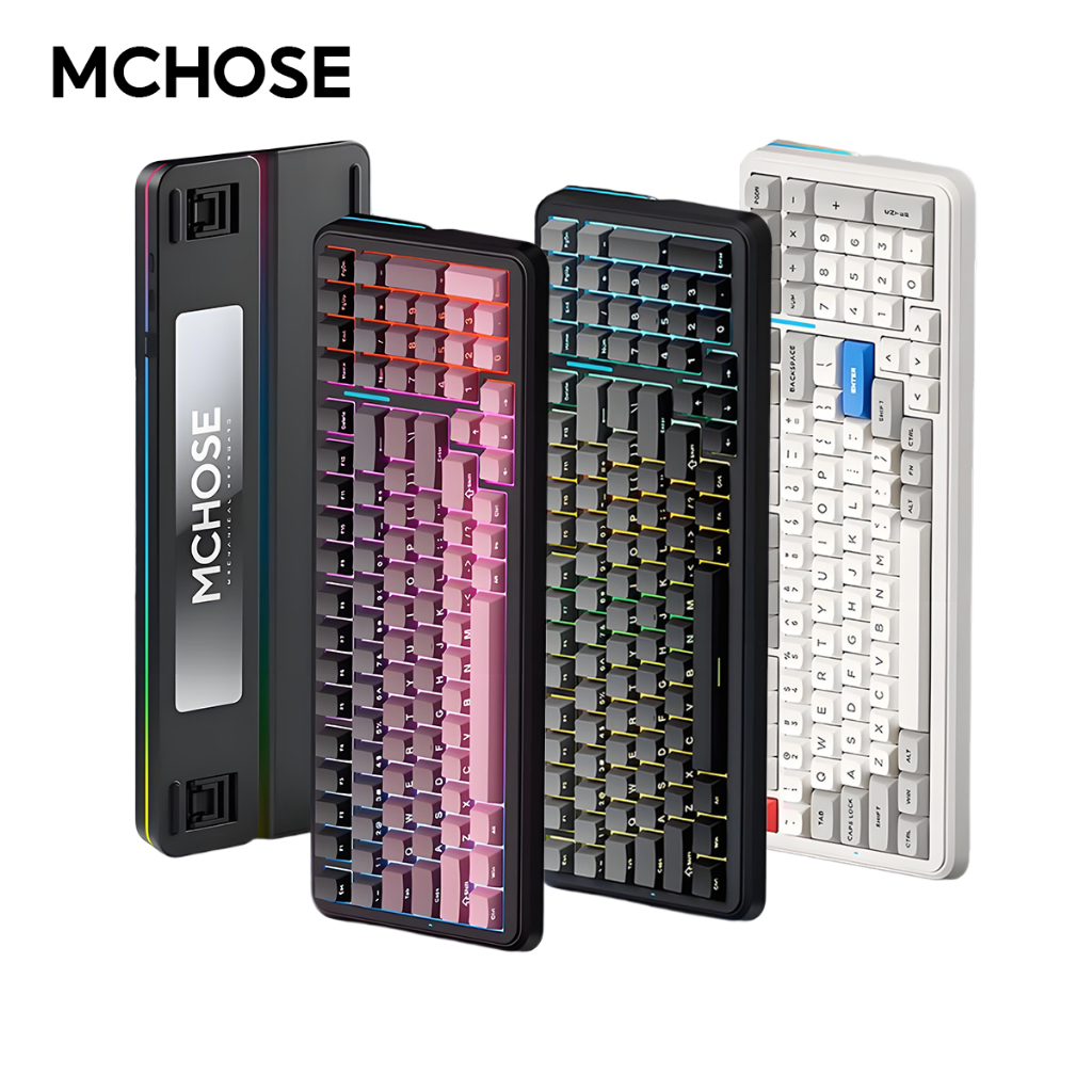 Mchose K99 V2 Tri-Mode RGB แบบมีสายบลูทูธ 2.4G ไร้สายพร้อมปะเก็นคีย์บอร์ดแบบกลไก