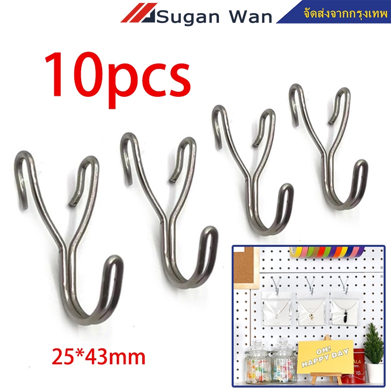 10 ชิ้น ฮุกเหล็ก 25*43 มม. สแตนเลส304 Hook ตะขอ Y ฮุกแขวนลวด1ขาแขวนตะแกรง  เพ็กบอร์ด pegboard hook ตะขอแขวน
