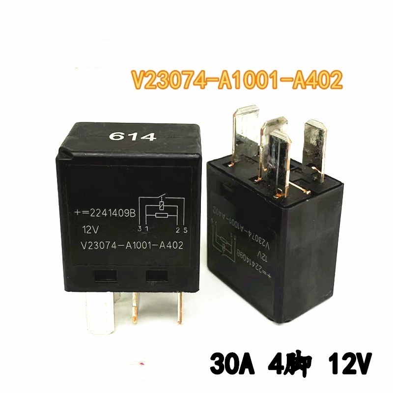 รีเลย์รถยนต์ V23074-A1001-A402 PA66-GF25 12V30A 4 Pins 614