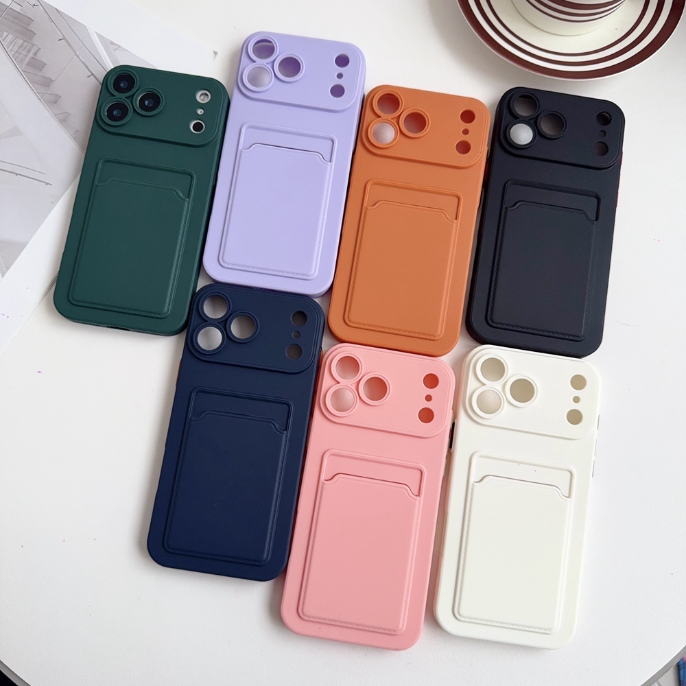 Slim Soft Card Slotเคสโทรศัพท์สําหรับiPhone 17 Air 12 11 18 Pro Max 12 Mini XR X XS Max 7 8 Plus 17e Cover
