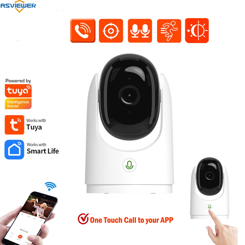 Tuya One Touch Call IP WiFi Security กล้อง 2-Way Audio กล้องวงจรปิดในร่มสําหรับทารกสัตว์เลี้ยงผู้สูงอายุ Smart Home Care