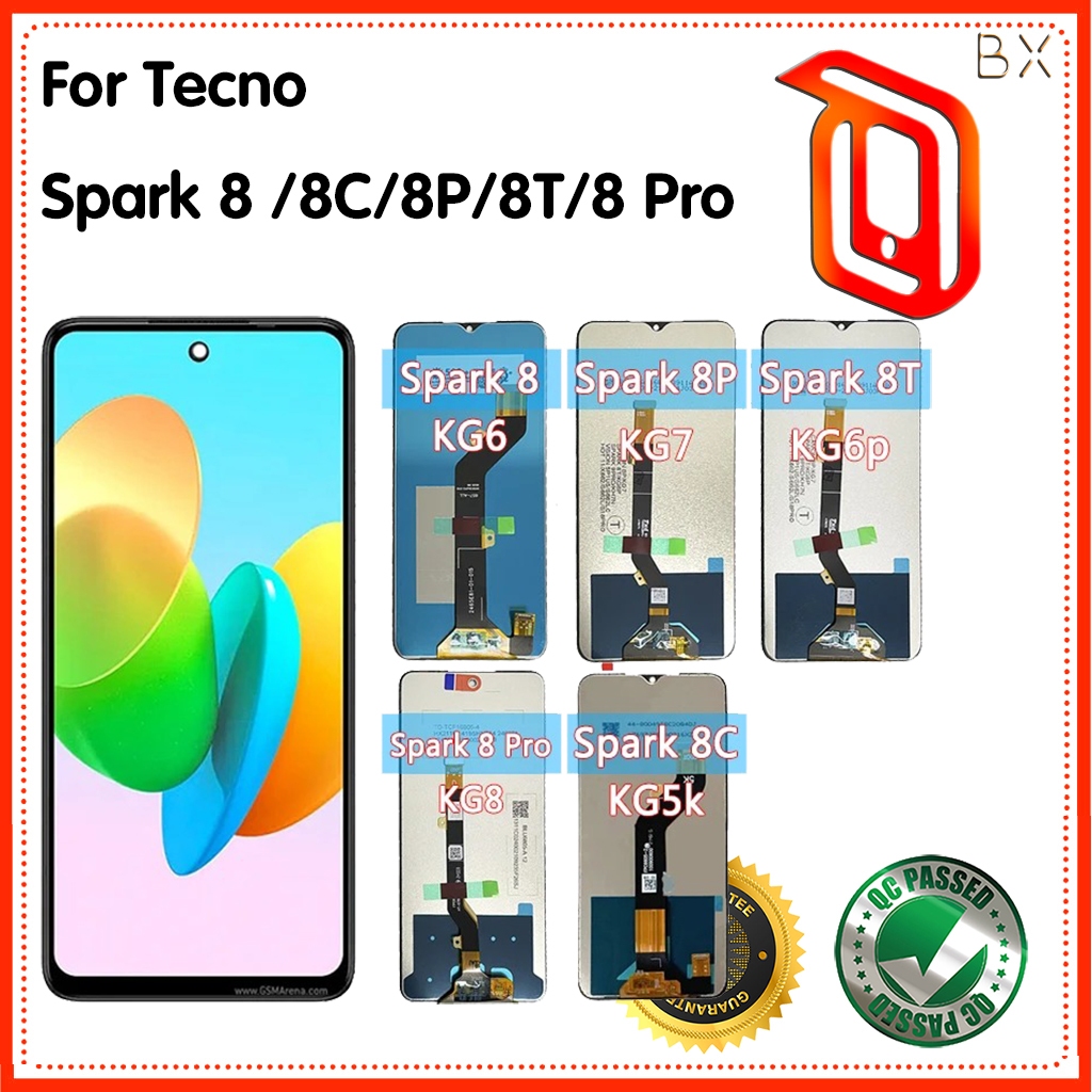 สําหรับ Tecno Spark 8 /8C/8P/8T/8 Pro LCD KG6 KG5k KG6p KG7H KG8 จอแสดงผล Touch Screen Digitizer แผง