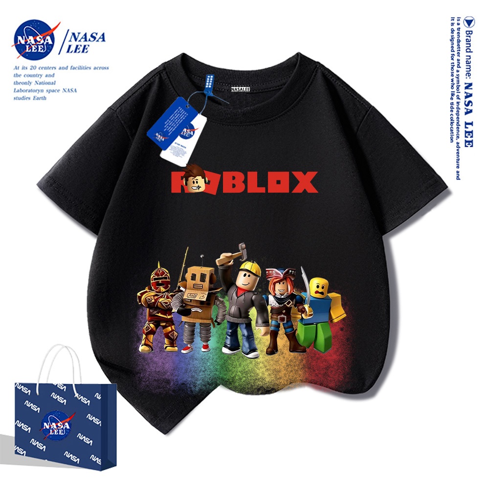 【จัดส่งวันเดียวกัน】เสื้อยืดเด็กผ้าฝ้ายลาย Robloxx ของ NASA ใส่ได้ทั้งเด็กผู้ชายและเด็กผู้หญิง สวมใส่สบาย ระบายอากาศได้ดี