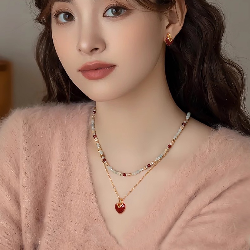 สร้อยคอยาวหยดน้ำหนักทรงหัวใจสีแดง ออกแบบอย่างเรียบง่าย เหมาะสำหรับเทศกาลคริสต์มาส - รูปที่ 5