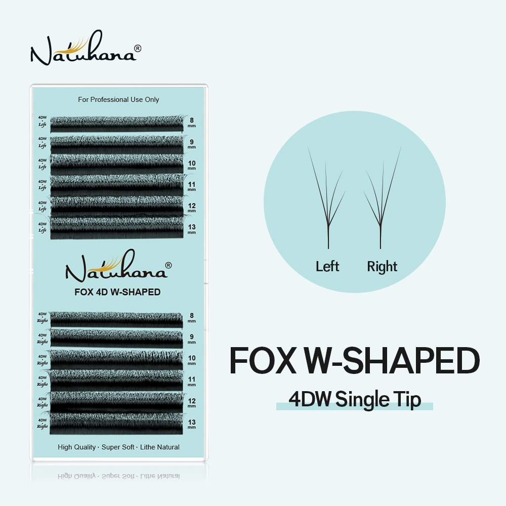 NATUHANA Fox Eyelash Extensions 3D/4D/5D Pre-made Volume Fox Flying Lashes Matte Black Natural Soft Makeup