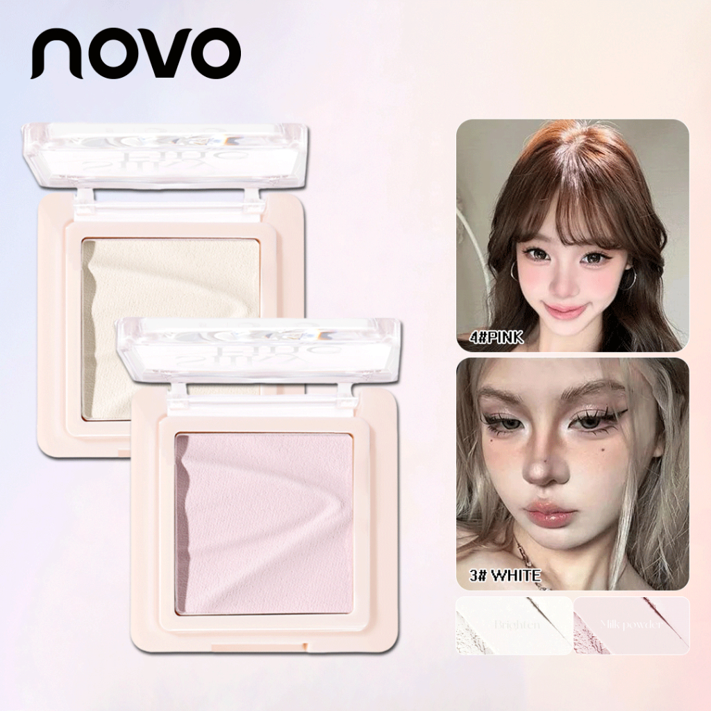 NOVO Matte Highlighter Powder - Natural 3D Brighten Facial Contours Long Lasting High Pigmentation Highlight Contouring Palette 9113
