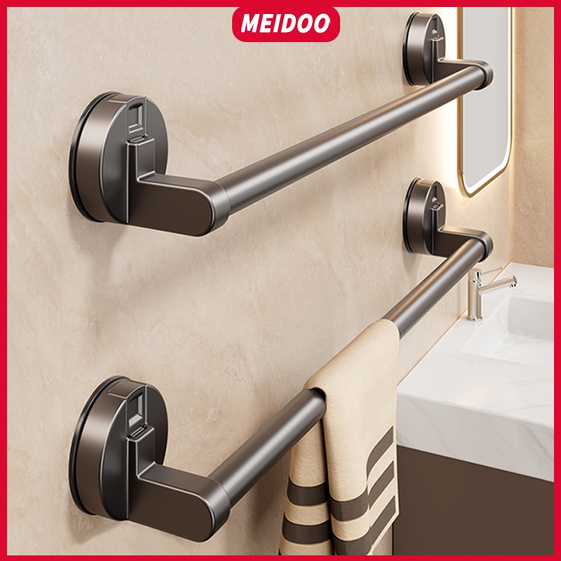 MEIDOO บาร์ผ้าขนหนูแบบดูดในห้องน้ํา, แถบผ้าขนหนูฟรีการเจาะ, ชั้นวางรองเท้าแตะเก็บของแบบติดผนัง