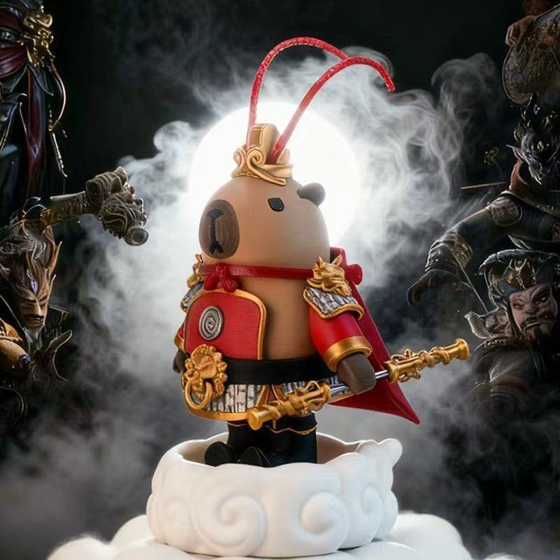 Kapibara Capybara Monkey King 3D การพิมพ์แม่เหล็กมือสํานักงานตุ๊กตาคุณภาพสูง Monkey King อินเทรนด์เล่นคอลเลกชันเครื่องประดับของเล่นแม่เหล็กสร้างสรรค์