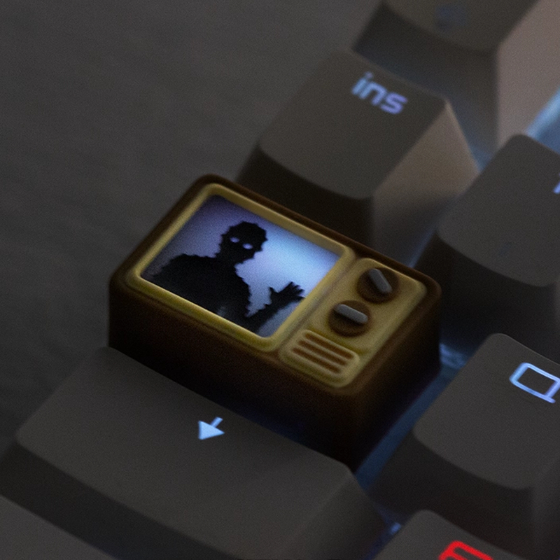 -LW- Rusty Lake โทรทัศน์เรซิ่น Keycaps ที่กําหนดเองคีย์บอร์ดส่วนบุคคล Keycaps 1.5U คีย์