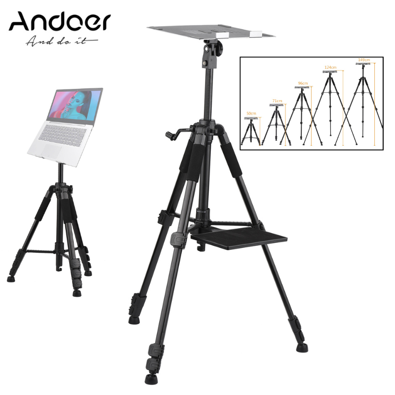 Andoer  19.6 Inch to 58.6Inch  ขาตั้งอเนกประสงค์ พร้อมแผ่นรอง ปรับความสูง 50-150cm สำหรับ โปรเจคเตอร