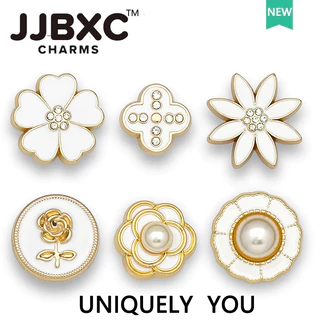 JJBXC ตัวติดรองเท้า charm ประดับเพชรและมุก ดีไซน์หรูหรา แวววาว แฟชั่นพรีเมียม ติดแน่น ทนทกรณ์ตกแต่าน อุปงรองเท้า