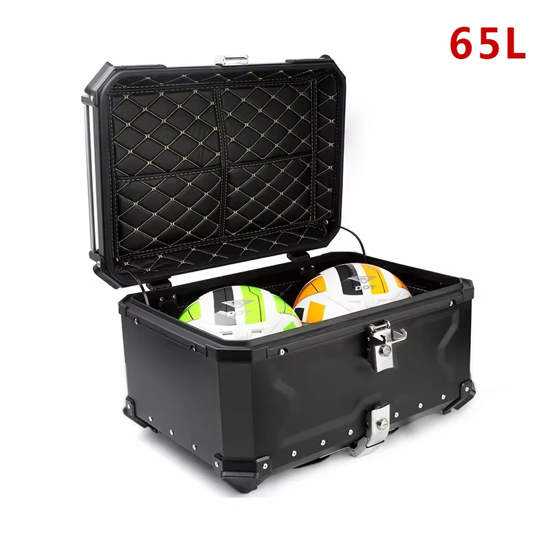 🛵รถจักรยานยนต์ด้านหลังกระเป๋ากล่อง 65L 80L 100L หมวกกันน็อคกรณี Universal กันน้ําอลูมิเนียมรถจักรยานยนต์ Trunk Moto กล่องท้าย