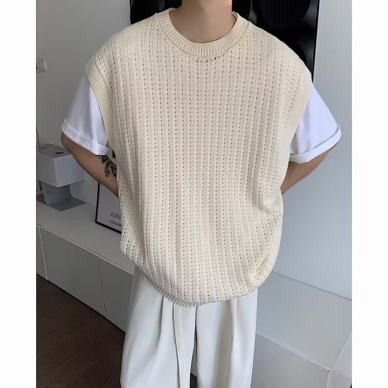 เสื้อยืดแขนกุด เปิดไหล่ ทรงหลวม ระดับไฮเอนด์ สีพื้น รูปที่ 8