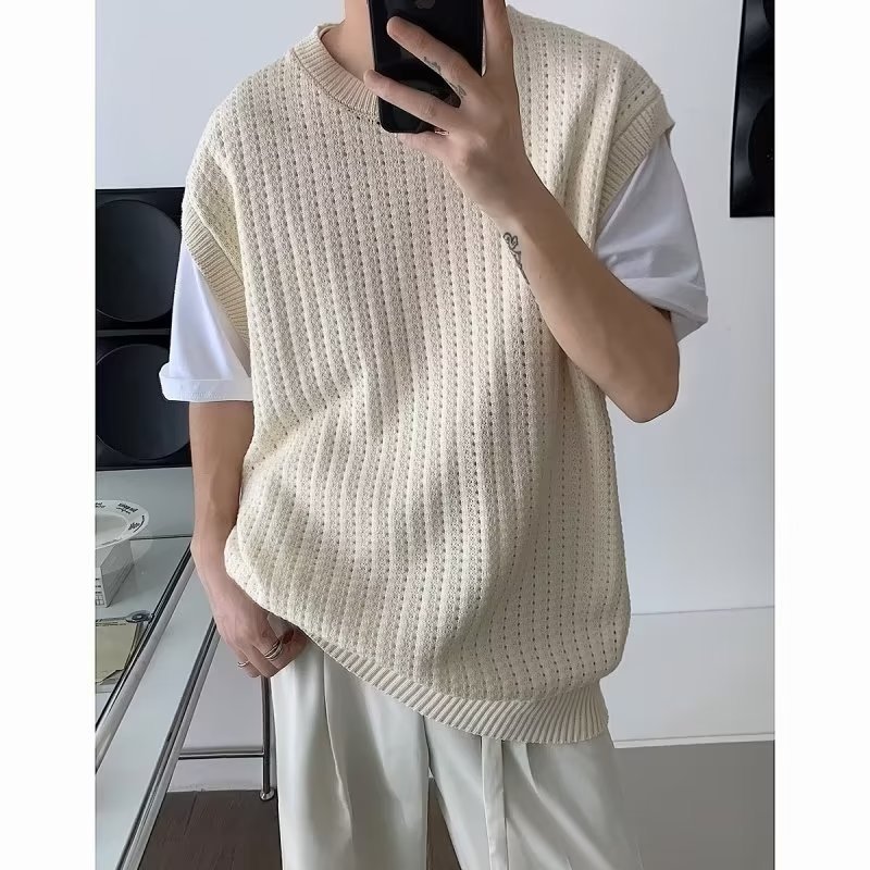 เสื้อยืดแขนกุด เปิดไหล่ ทรงหลวม ระดับไฮเอนด์ สีพื้น รูปที่ 3