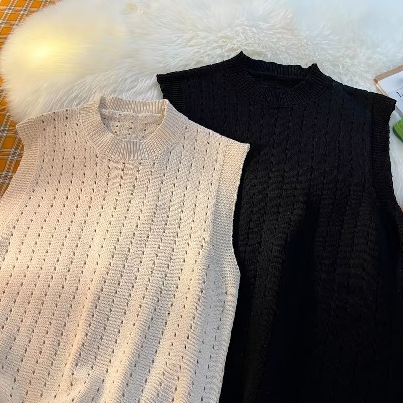 เสื้อยืดแขนกุด เปิดไหล่ ทรงหลวม ระดับไฮเอนด์ สีพื้น รูปที่ 5