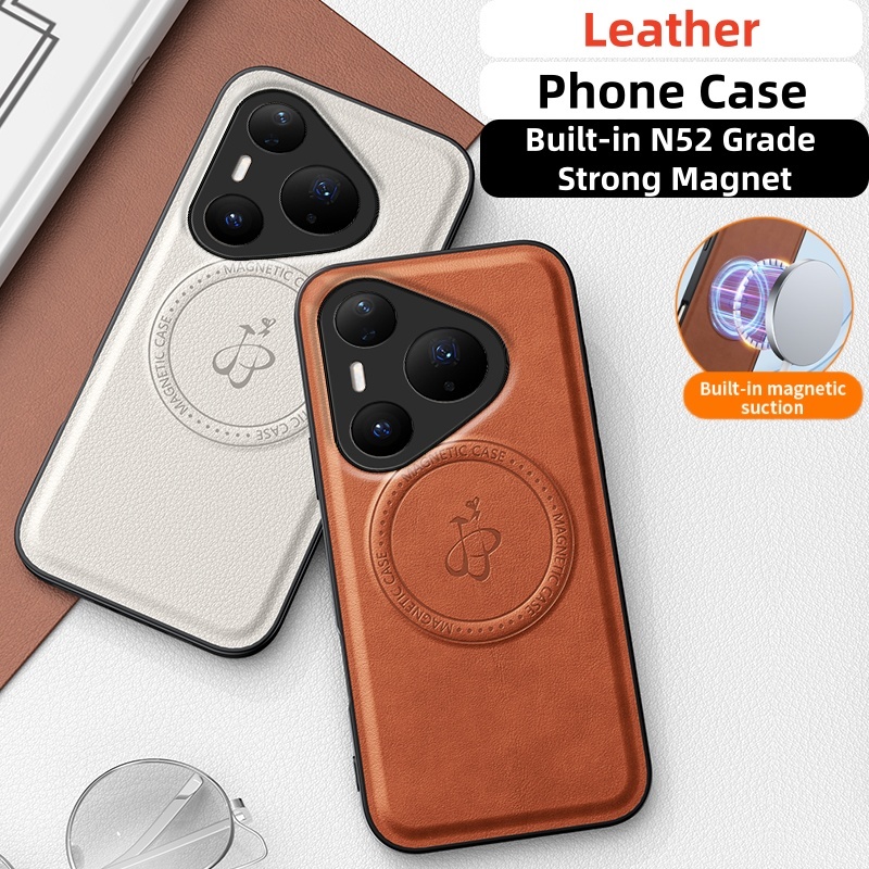 ปลอกหนังสําหรับ Huawei Pura 80 Ultra Pura80Ultra P80Ultra P80U เคสโทรศัพท์หรูหราคลาสสิกรถวงเล็บแม่เห