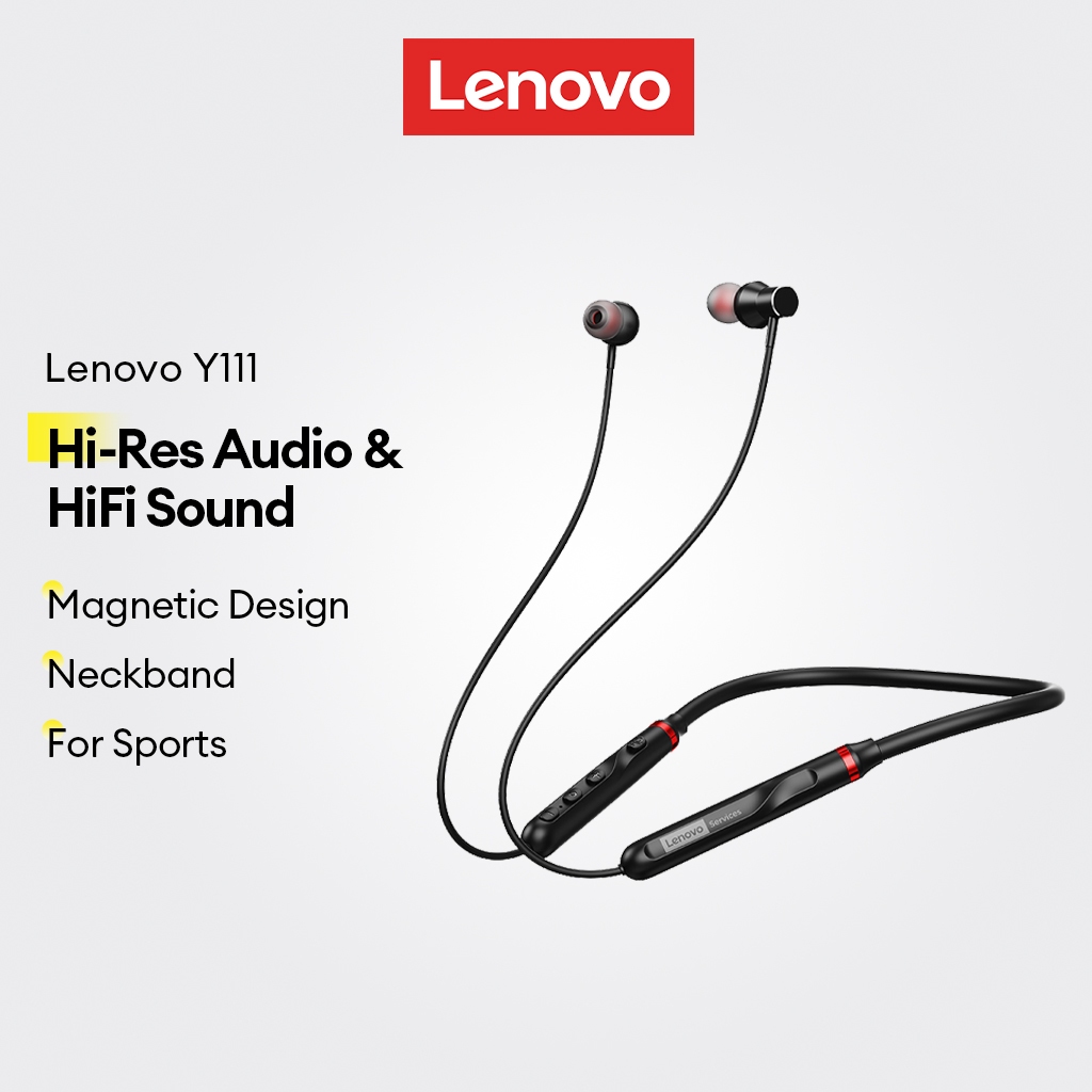 Lenovo Y111 หูฟังบลูทูธแบบคล้องคอ หูฟังกีฬา เสียง HiFi และ Hi-Res พร้อมดีไซน์แม่เหล็ก