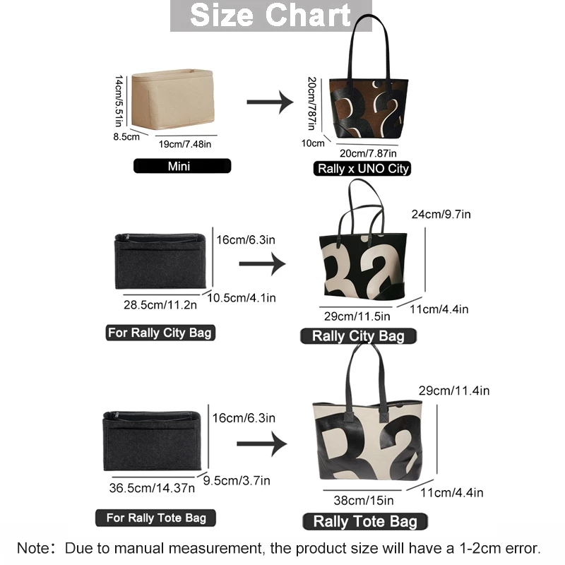 EverToner Felt ใส่กระเป๋าสําหรับ Rally x UNO city Tote Bag Series กระเป๋าแต่งหน้าผู้หญิง thumbnail 3