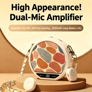 Wireless Voice Amplifier with Bluetooth Lavalier Microphone DSP Noise Reduction Mini Portable Speaker for Teachers Classrooms Tour Guides