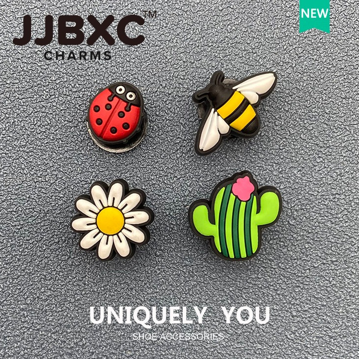 JJBXC ตัวติดรองเท้า charm ลายผึ้ง เต่าทอง ดอกไม้ แคคตัส การ์ตูนสุดน่ารัก สำหรับตกแต่งรองเท้า DIY แฟชั่น อุปกรณ์ตกแต่งรองเท้า