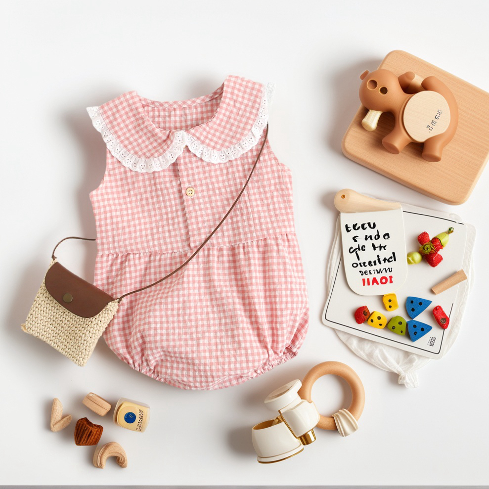 ชุดบอดี้สูทสก๊อตน่ารักสำหรับทารก ทำจากผ้าฝ้าย สวมใส่ง่ายในหน้าร้อน