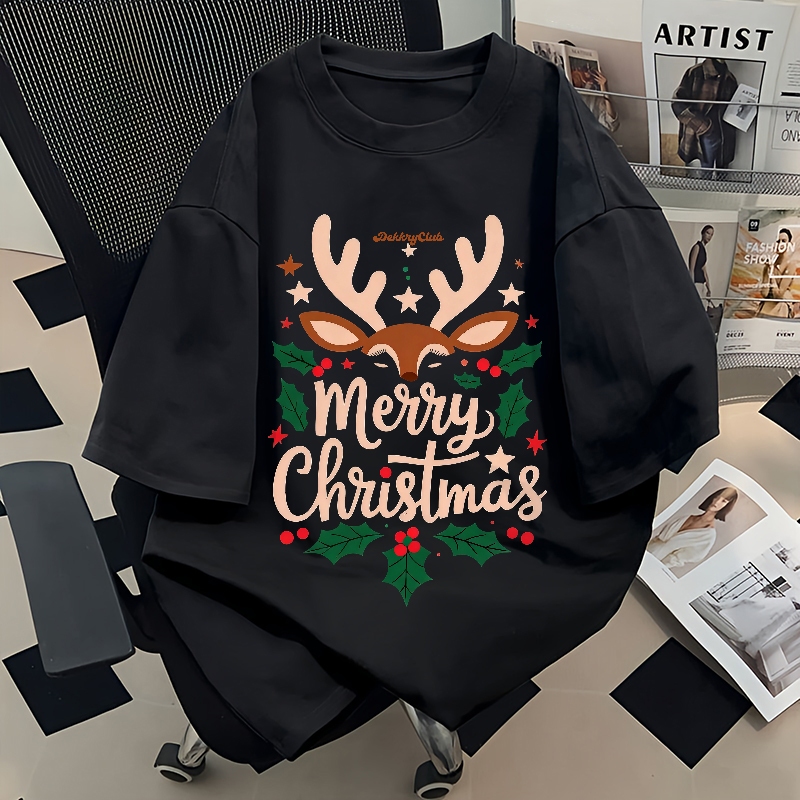 【พร้อมส่ง】🔥BCKRเฉพาะกลุ่ม วันคริสต์มาส เสื้อผญ เสื้🎄Christmas🎅🏻ผ้านุ่มสบาย oversizeคอกลม เสื้อYG2890