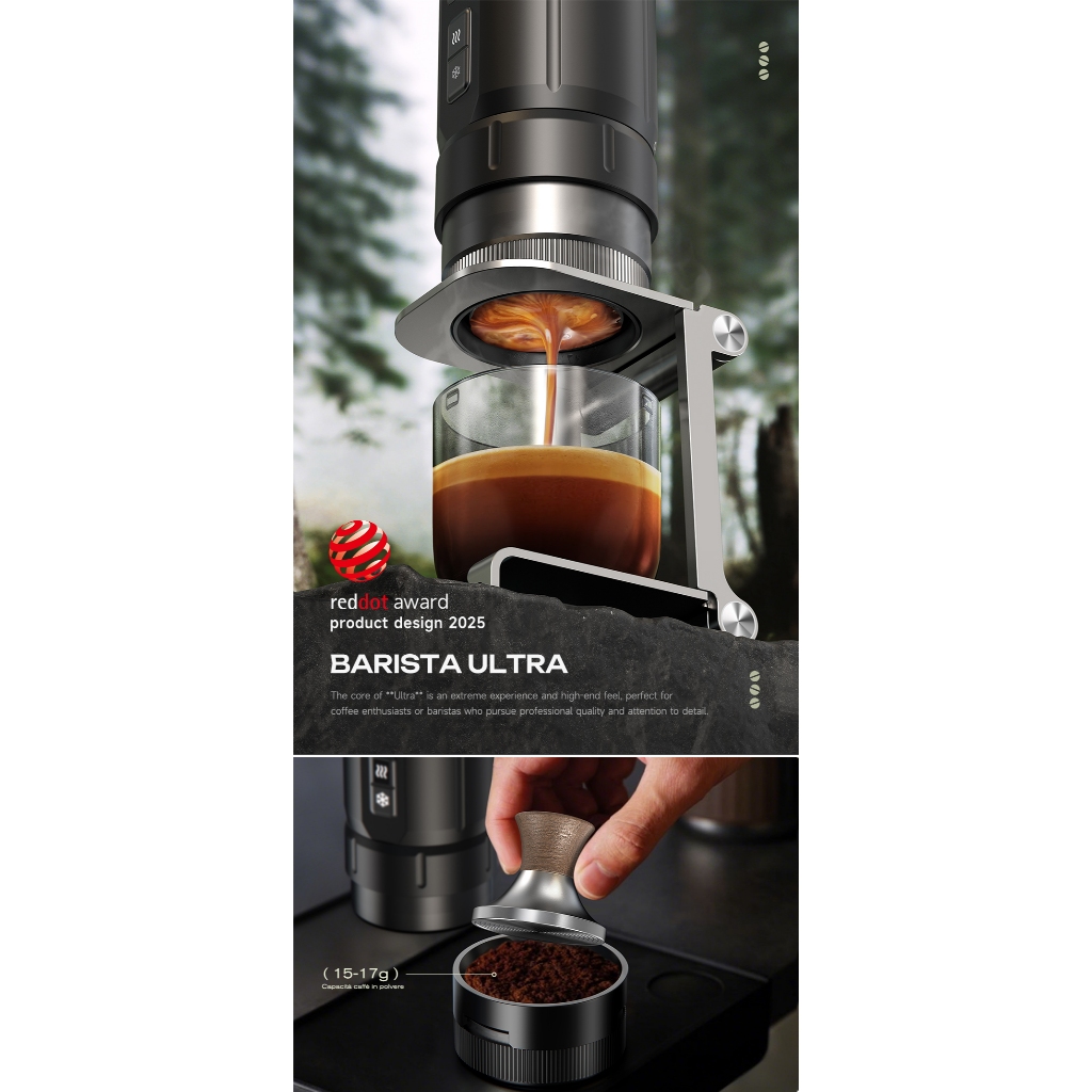 HiBREW H4C เครื่องชงกาแฟแบบพกพา 3 in 1 สําหรับแคปซูลและความดัน 20Bar