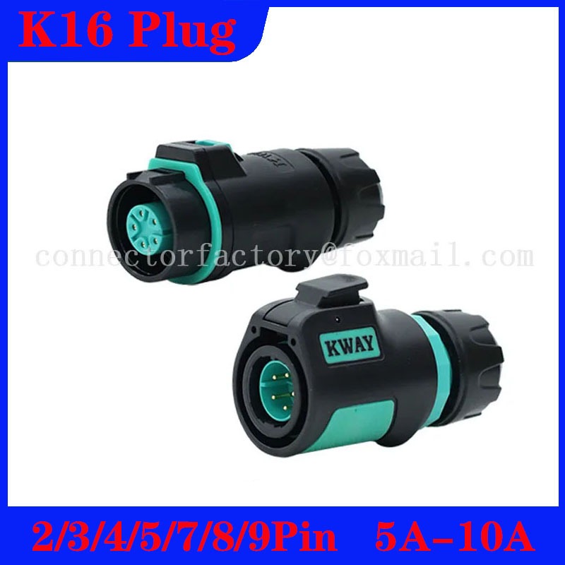 K16 กันน้ําการบิน Connector 2-3-4-Pin 5-7-8-9-Pin Power ชาย/หญิง Quick Disconnect Connector KWAY