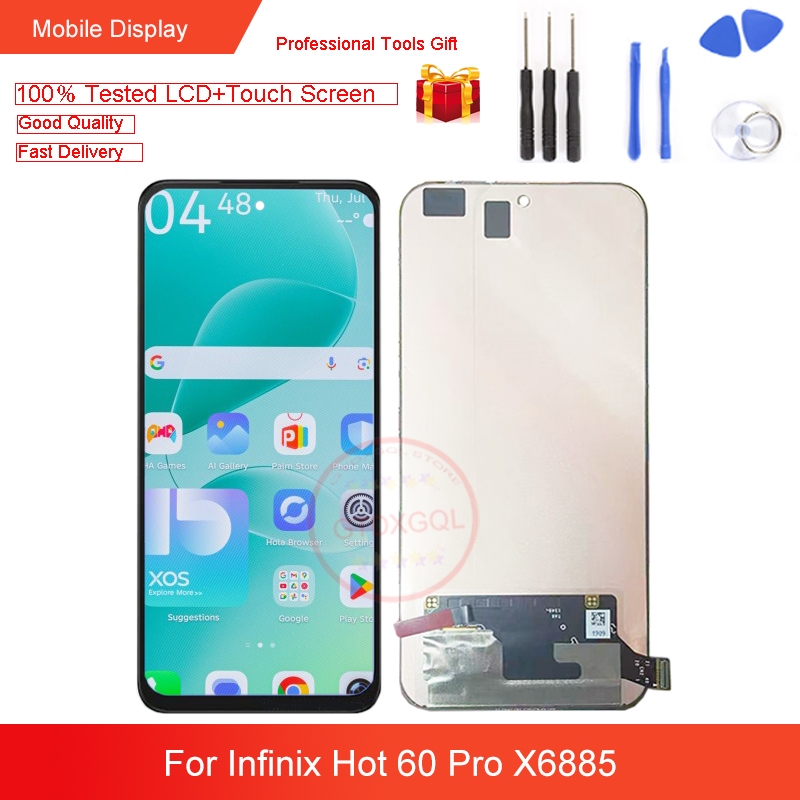 6.78 นิ้วใหม่สําหรับ Infinix Hot 60 Pro X6885 Amoled จอแสดงผล LCD หน้าจอสัมผัสแผงหน้าจอเซนเซอร์อะไหล